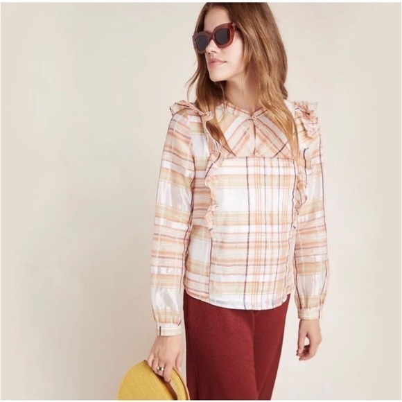 ANTHROPOLOGIE CURRENT AIR Ruffle Blouse Size S - Picture 3 of 8